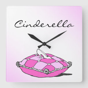 Cinderella Slipper Pink Pillow Custom Clock
