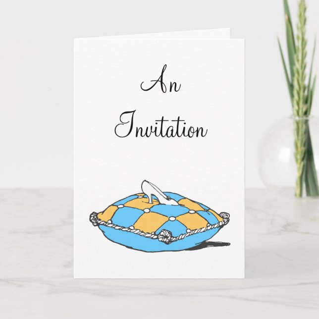 Cinderella Slipper Teal Orange Pillow Custom Invit Invitation (Front)