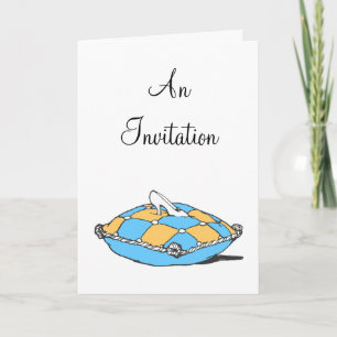 Cinderella Slipper Teal Orange Pillow Custom Invit Invitation