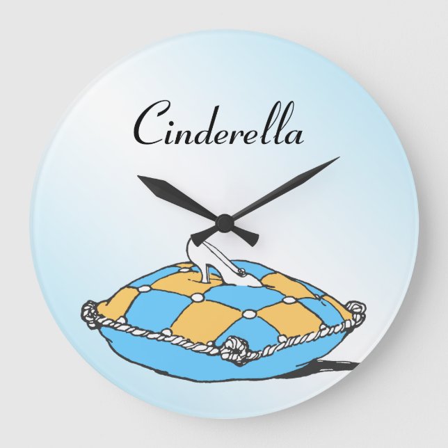Cinderella Slipper Teal Pillow Custom Large Clock (Front)