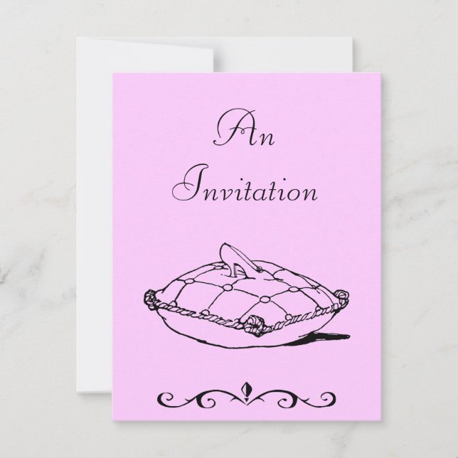 Cinderella Slipper Vintage Art Invitation Template (Front)