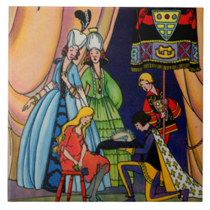 Cinderella, the prince and the glass slipper ceramic tile