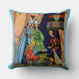 Cinderella, the prince and the glass slipper cushion