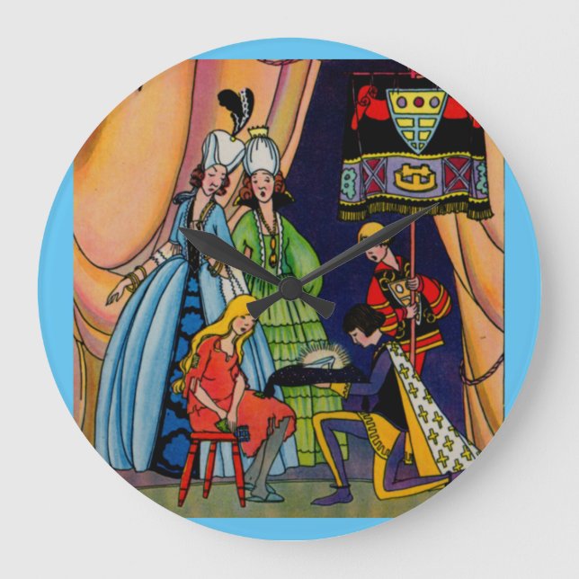 Cinderella, the prince and the glass slipper large clock (Front)