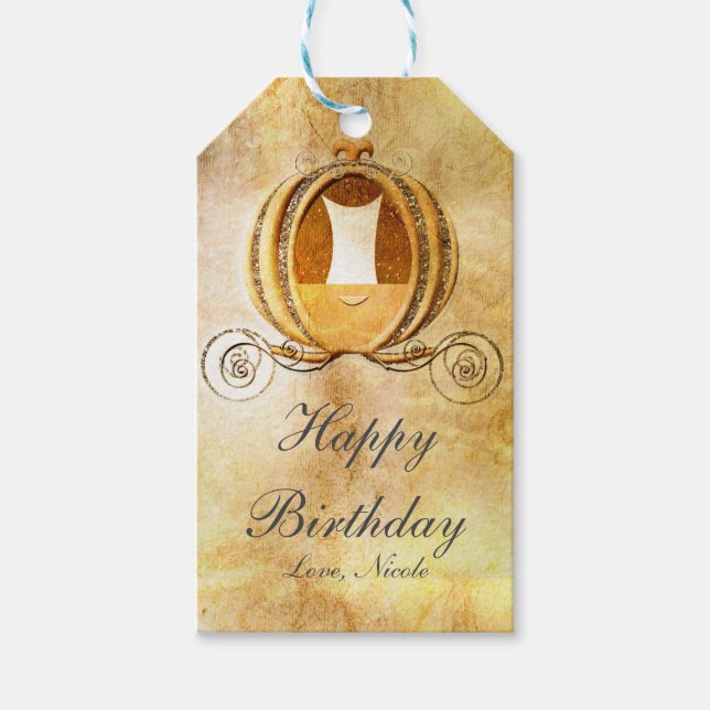 Cinderella Vintage Carriage Birthday Party Tags (Front)