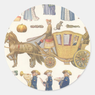 Cinderella, Vintage Victorian Paper Doll Toys Classic Round Sticker
