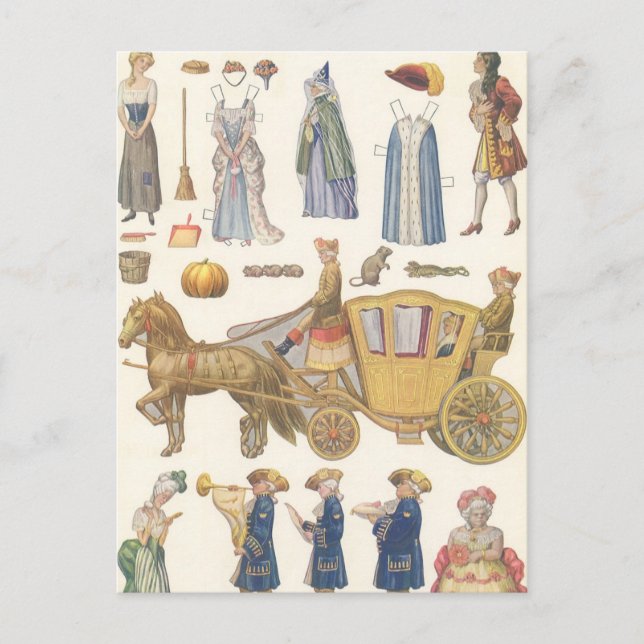 Cinderella, Vintage Victorian Paper Doll Toys Postcard (Front)