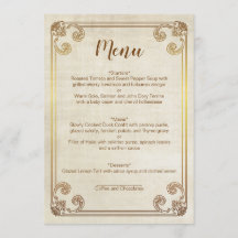 CINDERELLA WEDDING MENU CARD