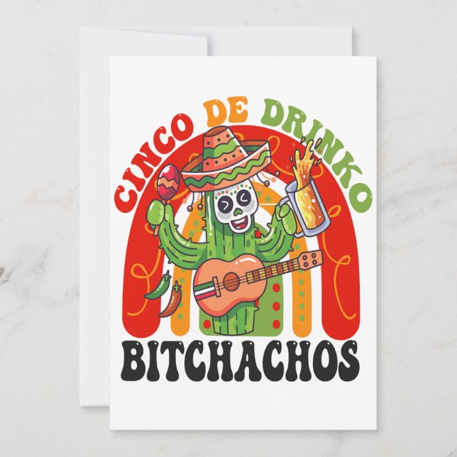 Cindo De Drinko Bitchachos Funny Cindo De Mayo Rai Save The Date (Front)