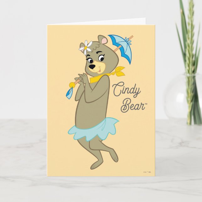 Cindy Bear Holding Parasol Card (Front)