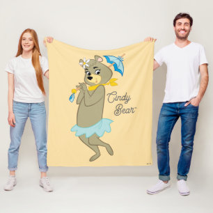 Cindy Bear Holding Parasol Fleece Blanket