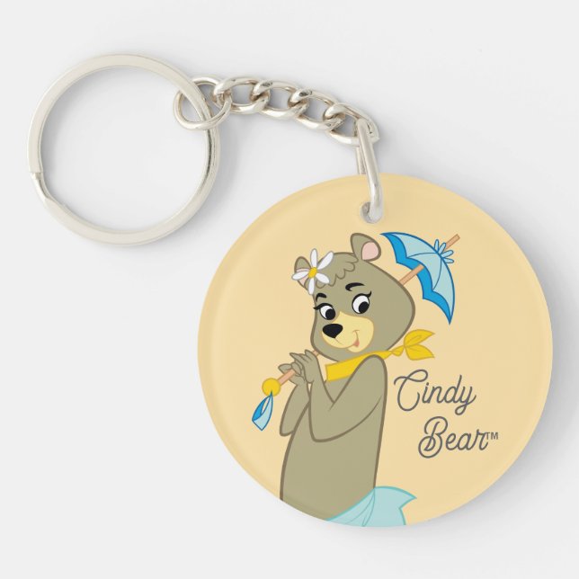 Cindy Bear Holding Parasol Key Ring (Front)