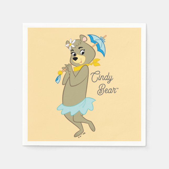 Cindy Bear Holding Parasol Napkin (Front)