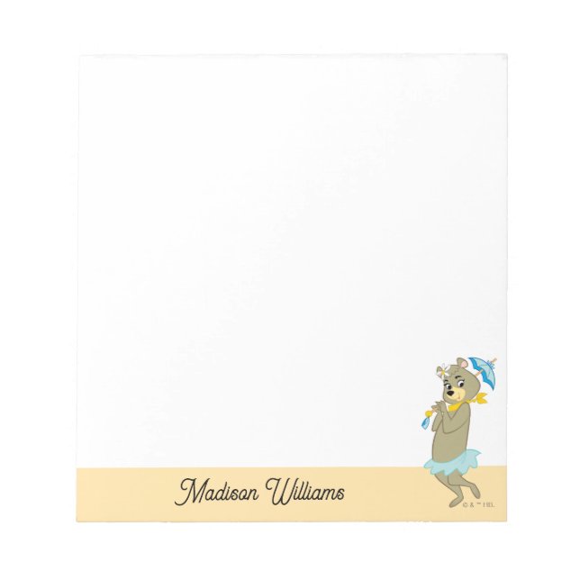Cindy Bear Holding Parasol Notepad (Front)