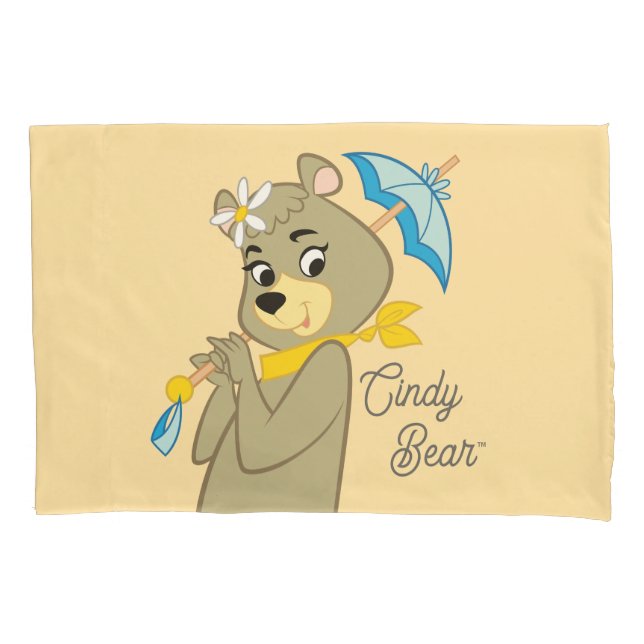 Cindy Bear Holding Parasol Pillowcase (Front)