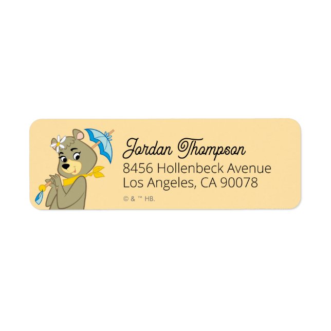 Cindy Bear Holding Parasol Return Address Label (Front)