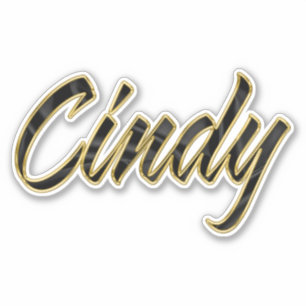Cindy black gold lettering Sticker