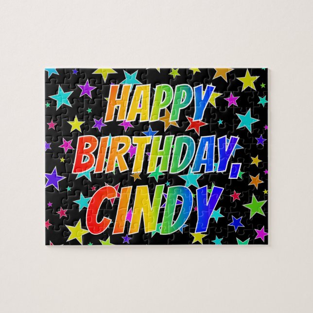 "CINDY" First Name, Fun "HAPPY BIRTHDAY" Jigsaw Puzzle (Horizontal)