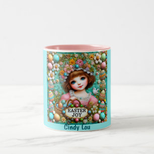 CINDY LOU ~ VINTAGE GIRL~ Very Sweet Two-Tone Coffee Mug