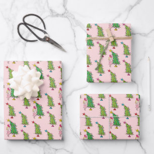 Cindy-Lou Who and Christmas Tree Pattern Wrapping Paper Sheet