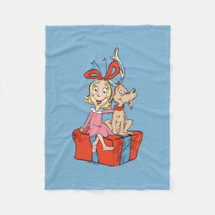 Cindy Lou Who and Max on a Present Fleece Blanket