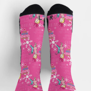 Cindy-Lou Who Good Pink Snowflake Pattern Socks