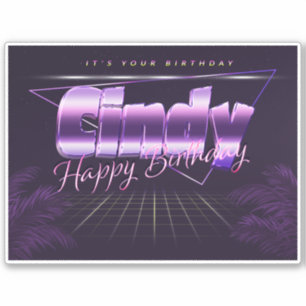 Cindy Name First name lila retro Sticker Birthday