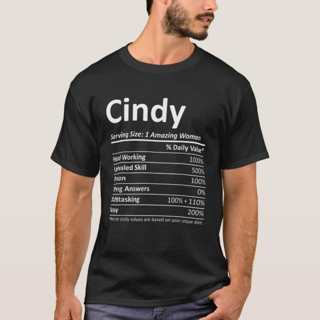 CINDY Nutrition Personalised Name Funny Christmas  T-Shirt (Front)