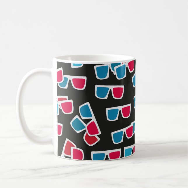 Cinema, 3d glasses pattern, seamless.  coffee mug (Left)