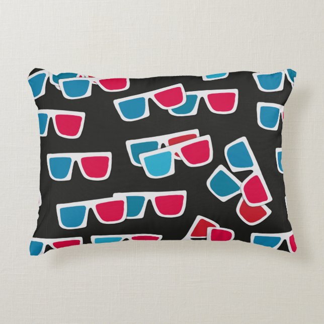 Cinema, 3d glasses pattern, seamless.  decorative cushion (Front)