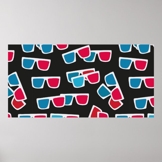Cinema, 3d glasses pattern, seamless.  poster (Front)