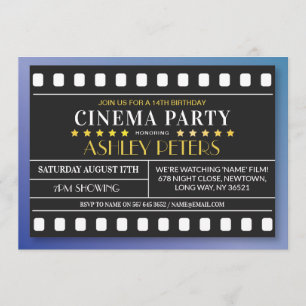 Cinema Birthday Party Any Age Theatre Film Invite