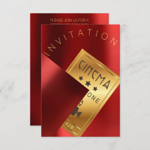 Cinema Film Festival Event Metal Red Ruby Gold Invitation