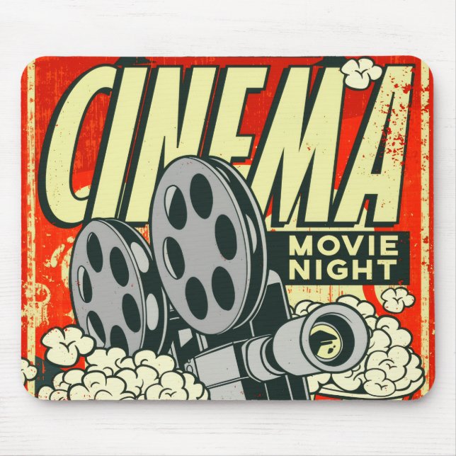 CINEMA: Movie Night Retro Mousepad (Front)