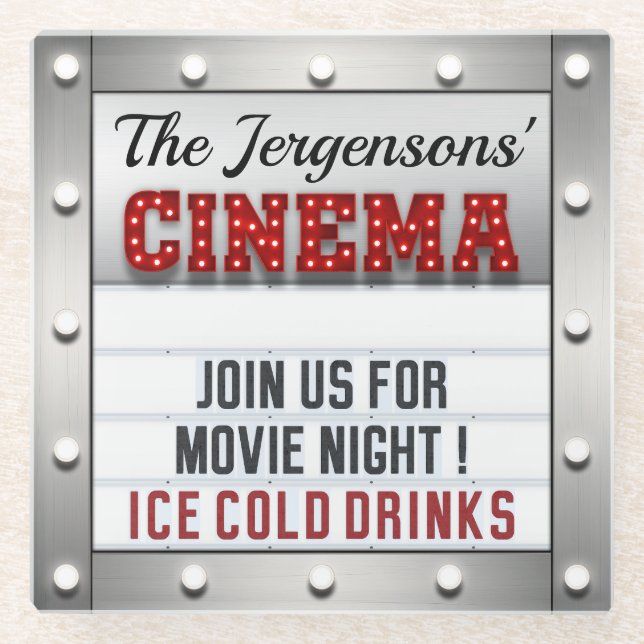 Cinema Movie Night Theatre Theatre Glass Coasters (Front)