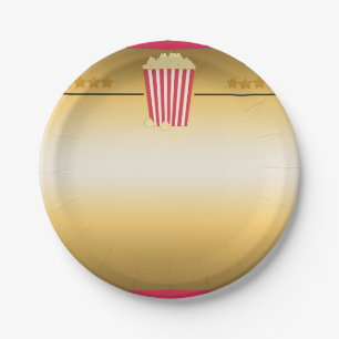 Cinema Movie Popcorn Ticket Birthday Party Banner Paper Plate