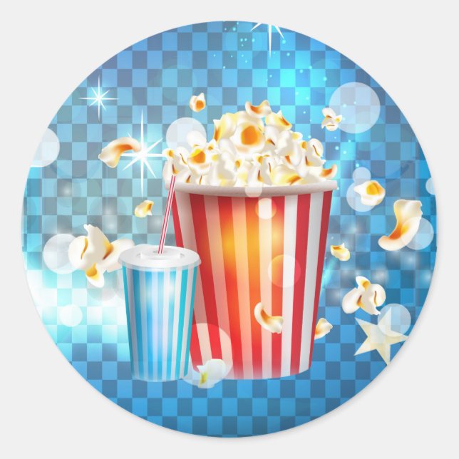 Cinema Movies Movie Night Birthday Party Favour Classic Round Sticker (Front)