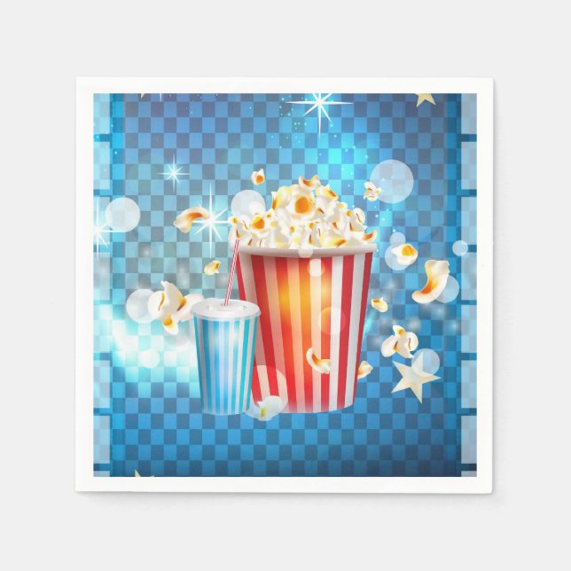 Cinema Movies Movie Night Popcorn Soda Party Napkin (Front)