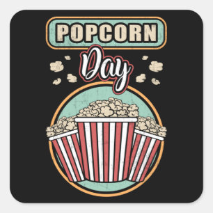 Cinema Popcorn Day Movie Snack Pop Film Gift Idea Square Sticker