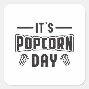 Cinema Popcorn Day Snack Movie Pop Film Gift Square Sticker
