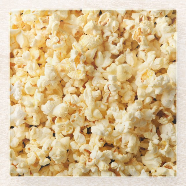 Cinema Popcorn Full Background. Glass Coaster (Front)