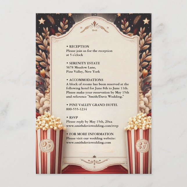 Cinema Retro Movie Ticket Most Popular Wedding Enclosure Card (Front)
