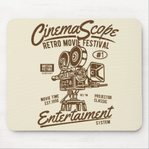 Cinema Scope Classic Retro Hollywood Camera Motion Mouse Pad