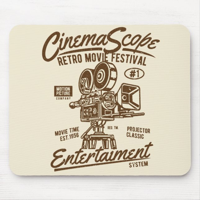 Cinema Scope Classic Retro Hollywood Camera Motion Mouse Pad (Front)