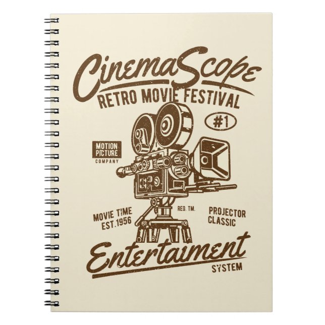 Cinema Scope Classic Retro Hollywood Camera Motion Notebook (Front)