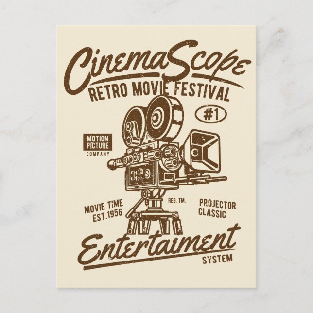 Cinema Scope Classic Retro Hollywood Camera Motion Postcard (Front)