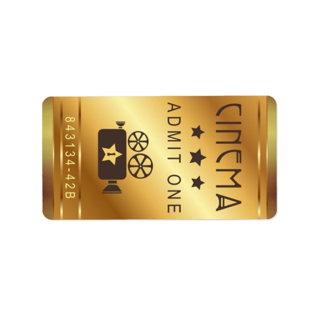 Cinema Ticket Admit One Birthday Party Vintage Label (Front)