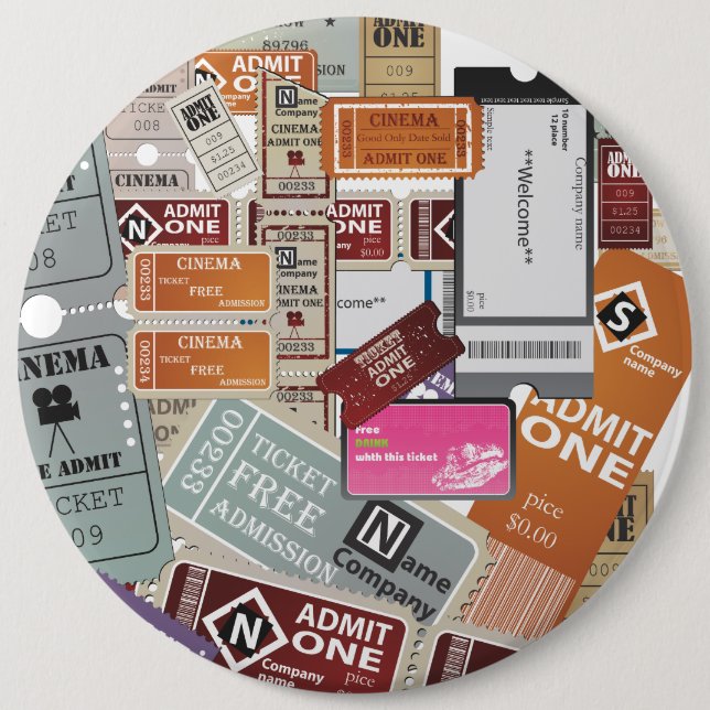 Cinema Ticket's 6 Cm Round Badge (Front)