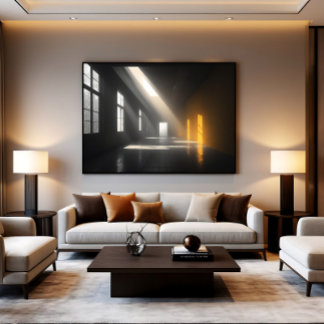 Cinematic Empty Room Moody Light Beams Poster