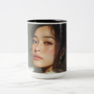 Cinematic Golden Hour Beauty Portrait Aesthetic Co Two-Tone Coffee Mug